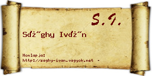 Sághy Iván névjegykártya